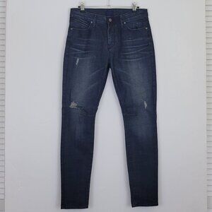 Road to Awe RtA Mid Rise Skinny Stretch Distressed Jean, Dark Wash